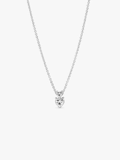 Doppelherz-Anhänger Funkelnde Collier-Halskette