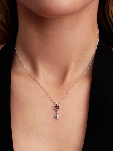Erhabenes Herz Schlüssel Collier-Halskette