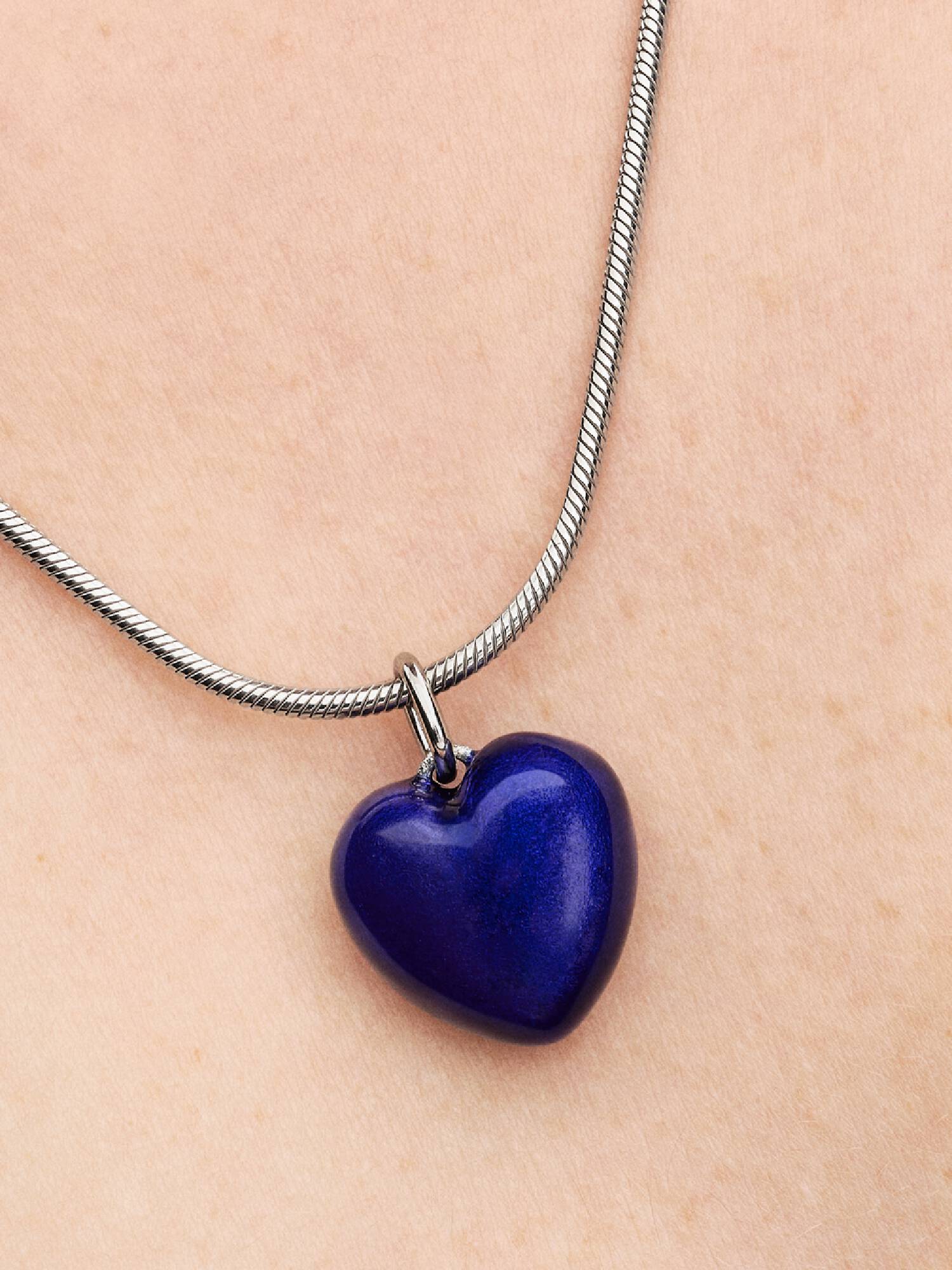 Blaues Rundliches Herz Charm-Anhänger