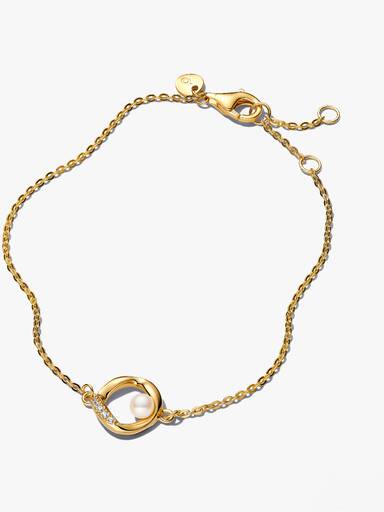 Organisch Geformter Pavé Kreis & Behandelte Süßwasserzuchtperle Armband