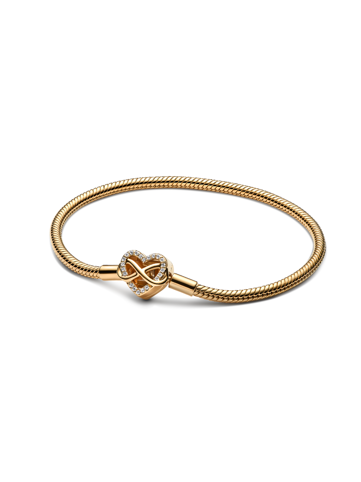 Schlangen-Gliederarmband mit Funklendem Unendlichkeits-Herzverschluss