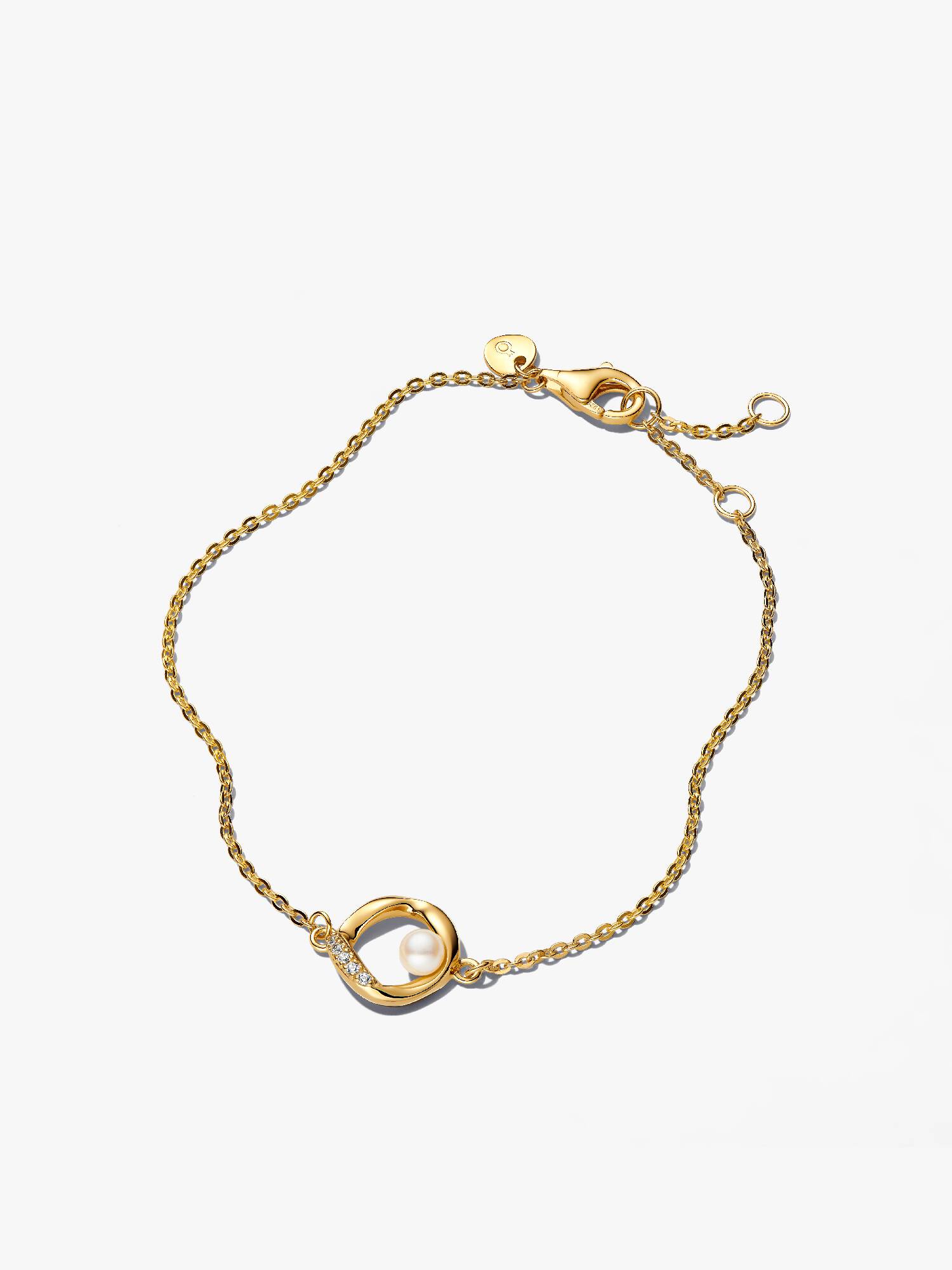 Organisch Geformter Pavé Kreis & Behandelte Süßwasserzuchtperle Armband
