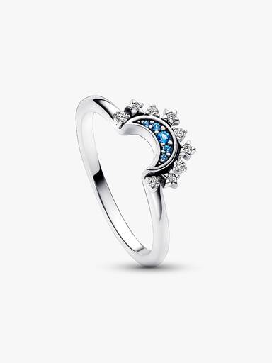 Himmlisch Funkelnder Blauer Mondring