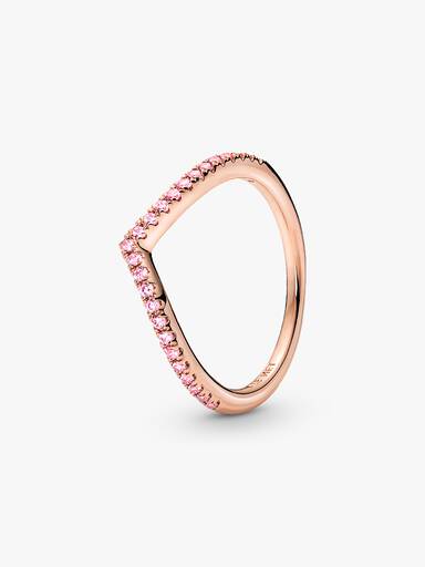 Pandora Timeless Wishbone Funkelnder Rosafarbener Ring