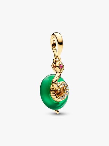 Grüner Murano-Glas Schlange Charm-Anhänger