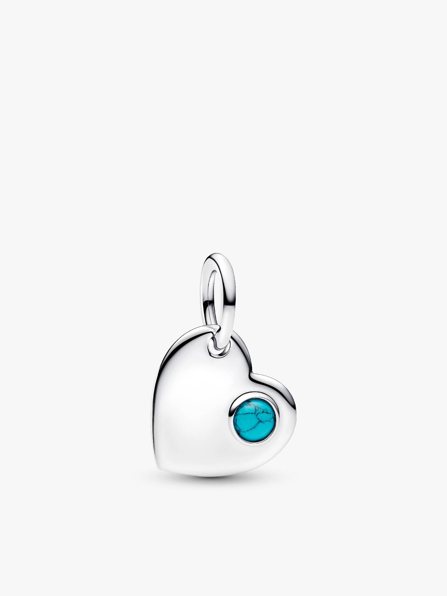 Gravierbares Herz Türkisblauer Stein Charm-Anhänger