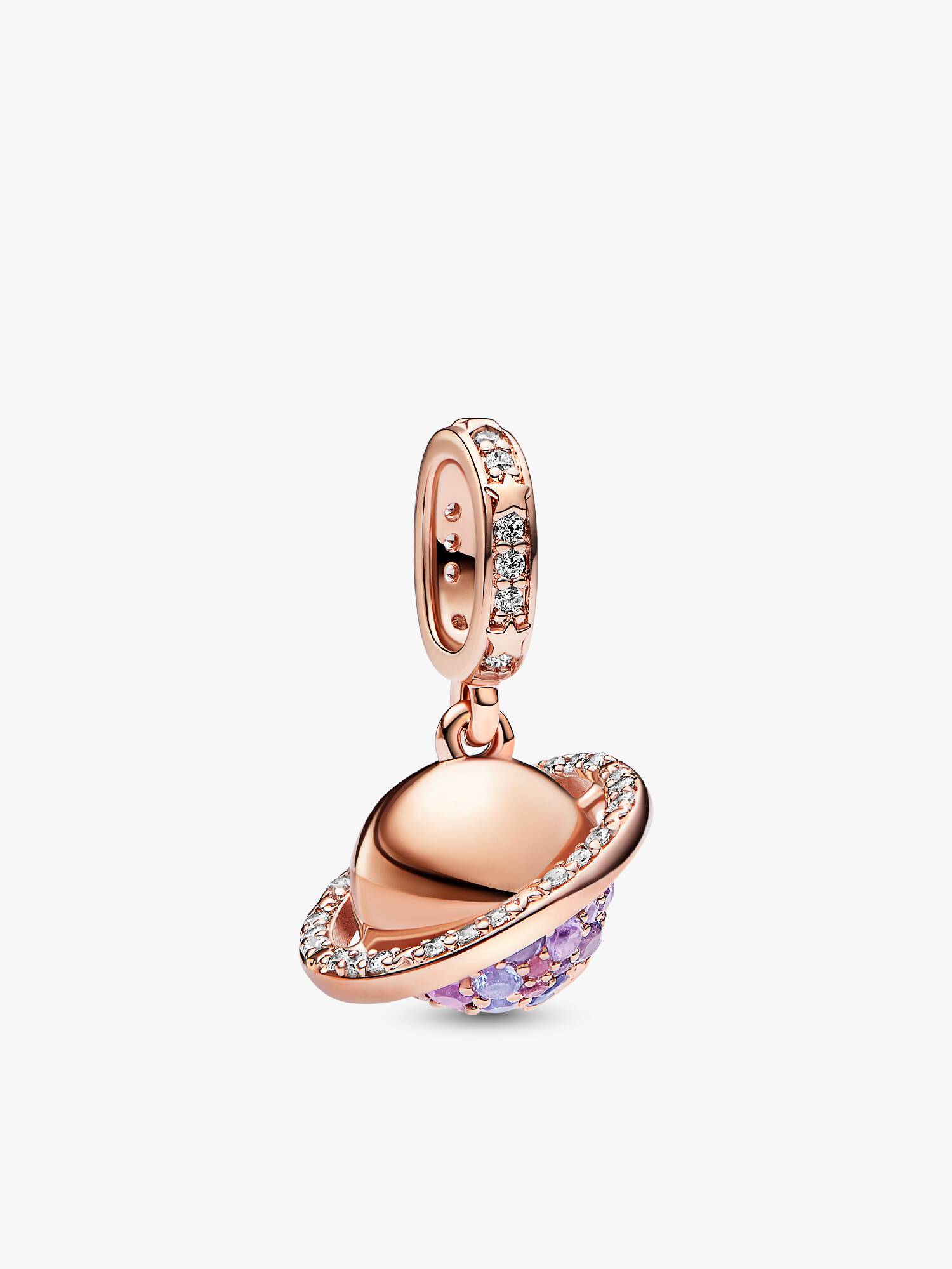 Planet Saturn funkelnder Charm-Anhänger