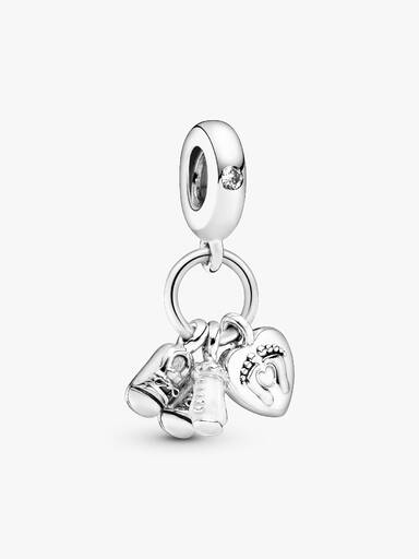 Nuckelflasche und Babyschuhe Charm-Anhänger