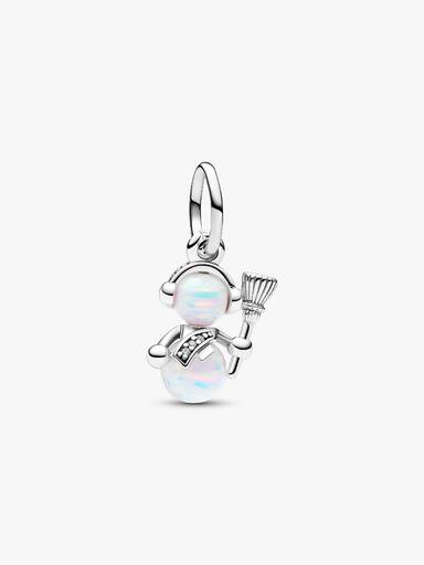 Schillernder Schneemann Charm-Anhänger
