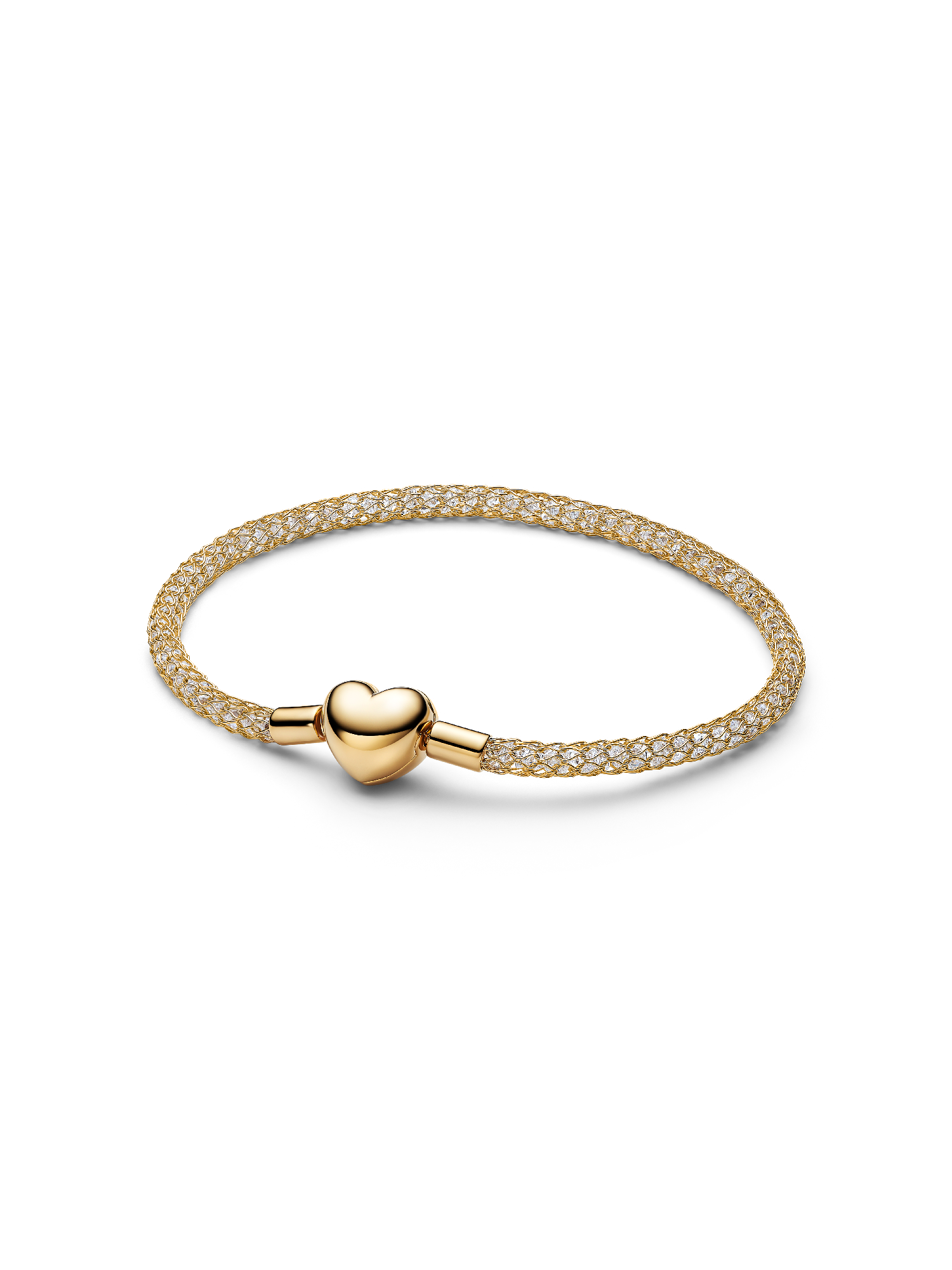 Funkelndes Herzverschluss Mesh-Armband 