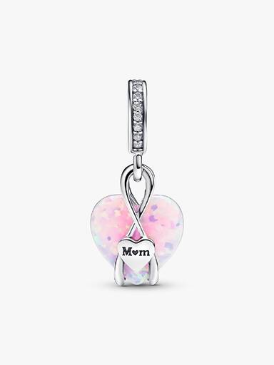 Mum Schillernder Herz Charm-Anhänger
