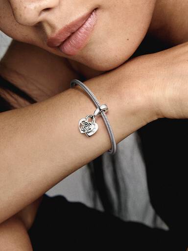 Rose Herzschloss Charm-Anhänger