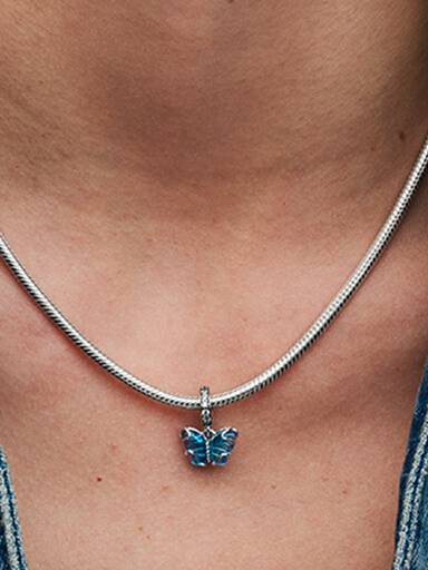 Blauer Murano-Glas Schmetterling Charm-Anhänger