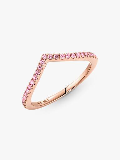 Pandora Timeless Wishbone Funkelnder Rosafarbener Ring