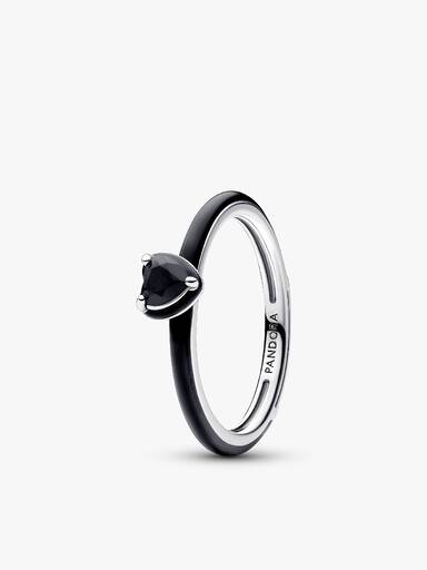 Schwarzes Herz Ringset
