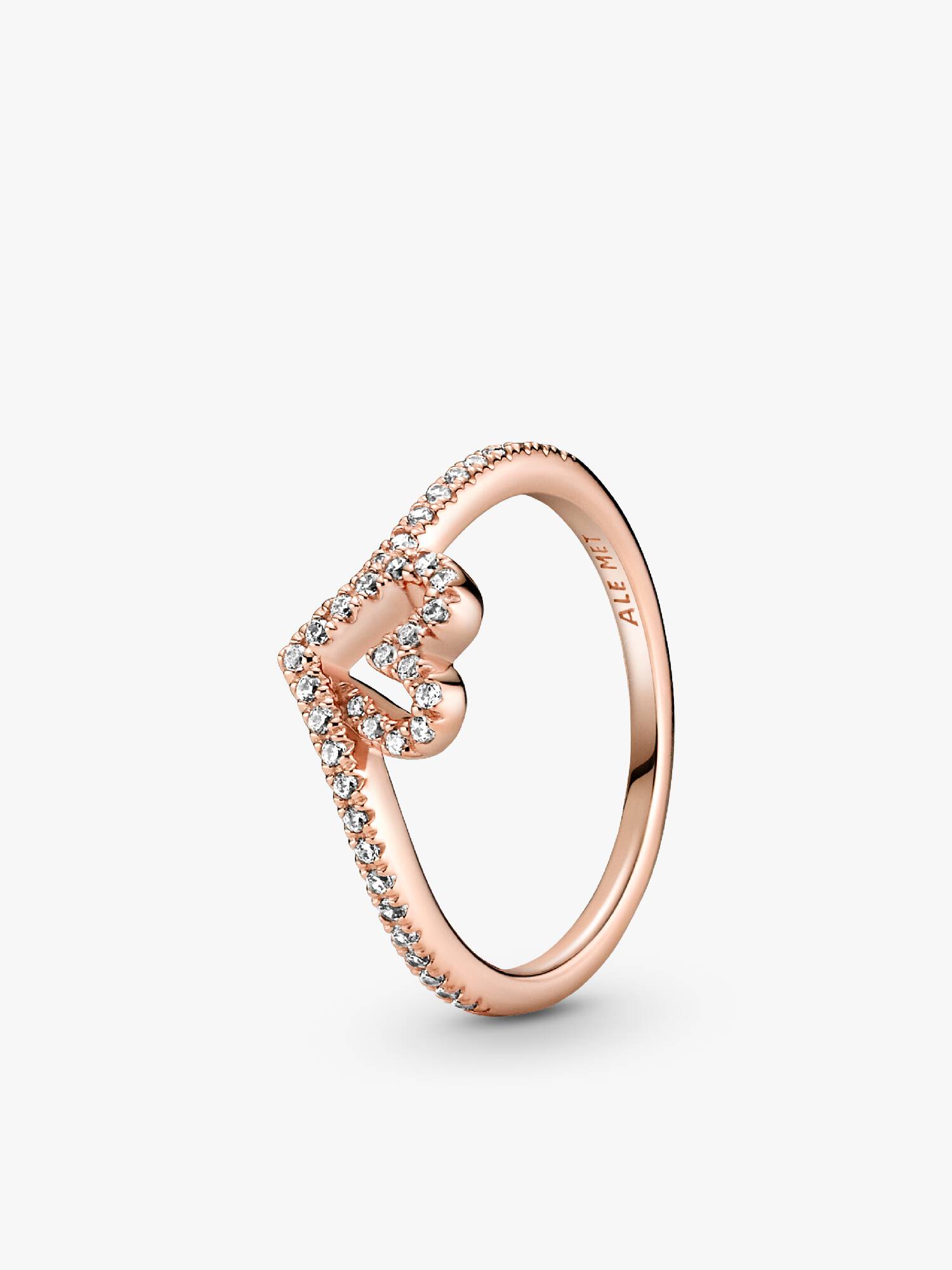 Funkelnder Wishbone Herz Ring