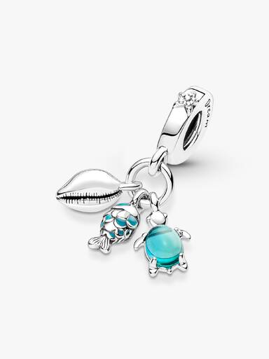 Fisch, Meeresschildkröte & Muschel Dreifacher Charm-Anhänger