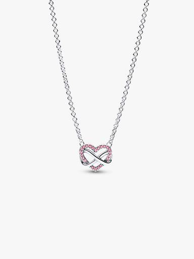 Funkelnde Rosafarbene Unendlichkeits-Herz Collier-Halskette