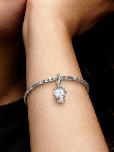 Schneeflocke Schneekugel Charm-Anhänger