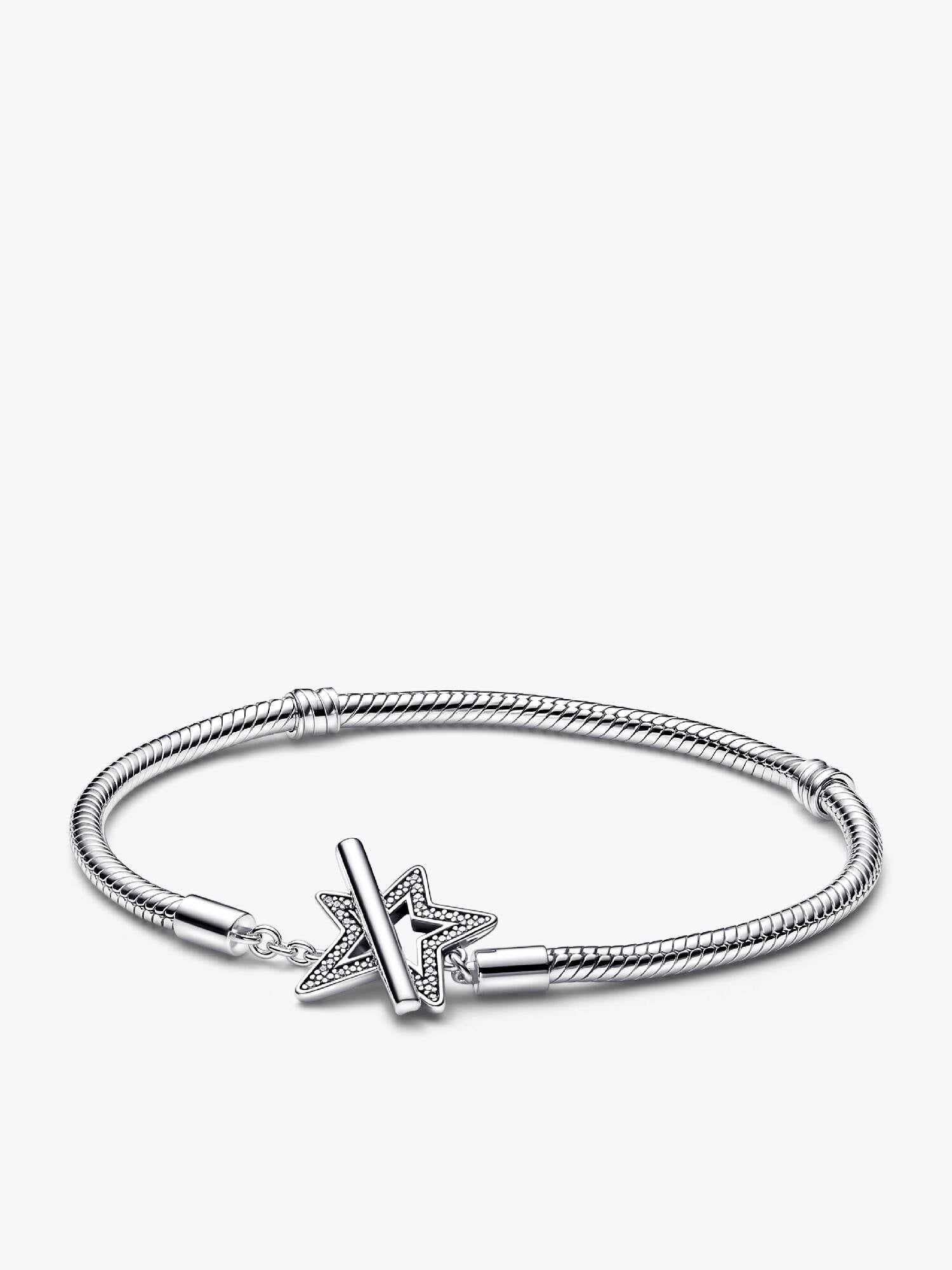 Pandora Moments Asymmetrischer Stern T-Verschluss Schlangen-Gliederarmband