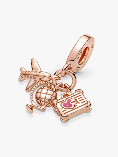 Flugzeug, Globus & Koffer Charm-Anhänger