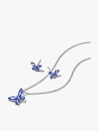 Schmuckset Blauer Schmetterling Halskette & Ohrring Set