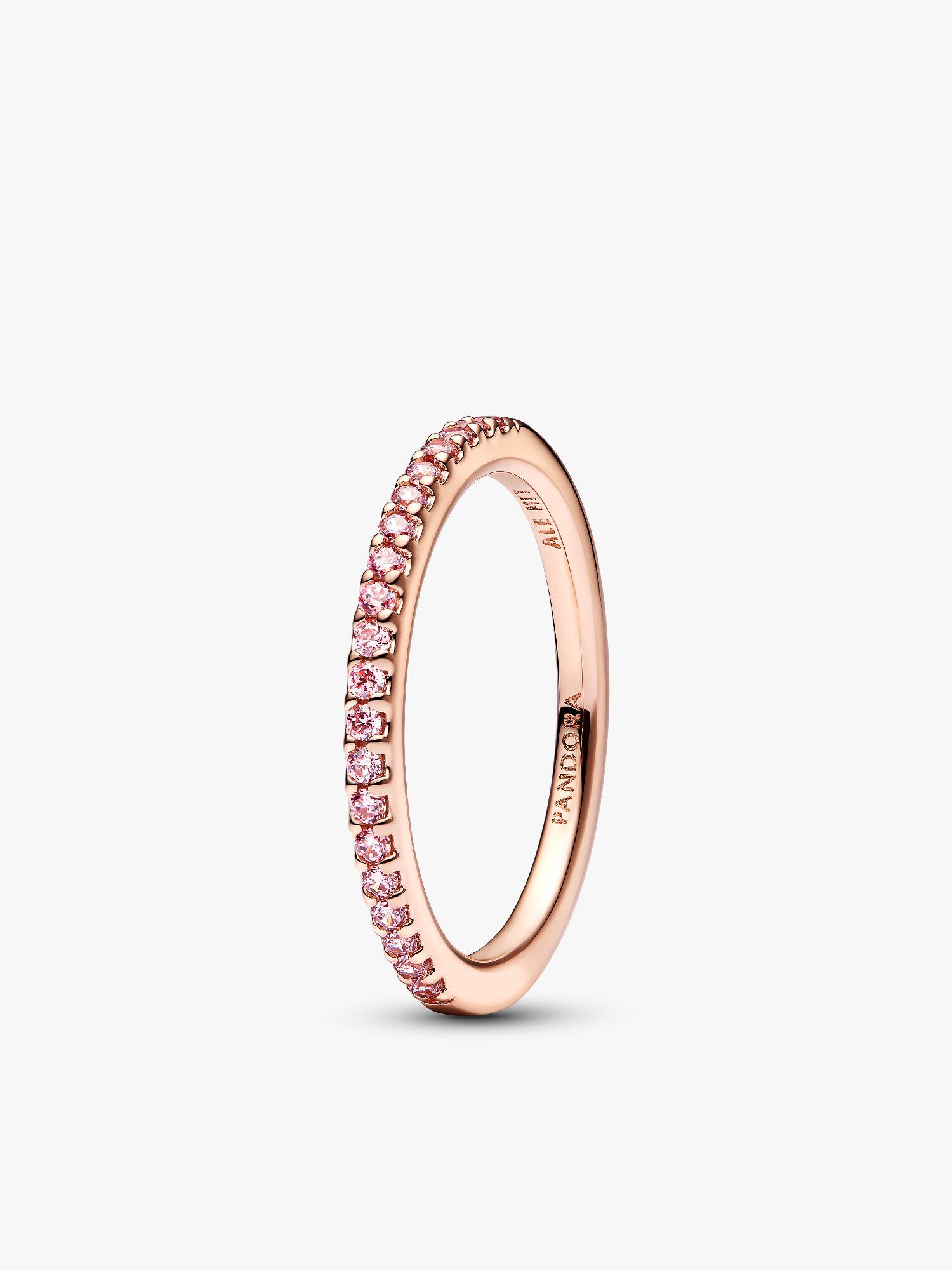Funkelnder Rosafarbener Pavé-Band Ring