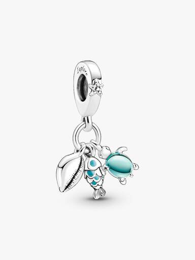 Fisch, Meeresschildkröte & Muschel Dreifacher Charm-Anhänger