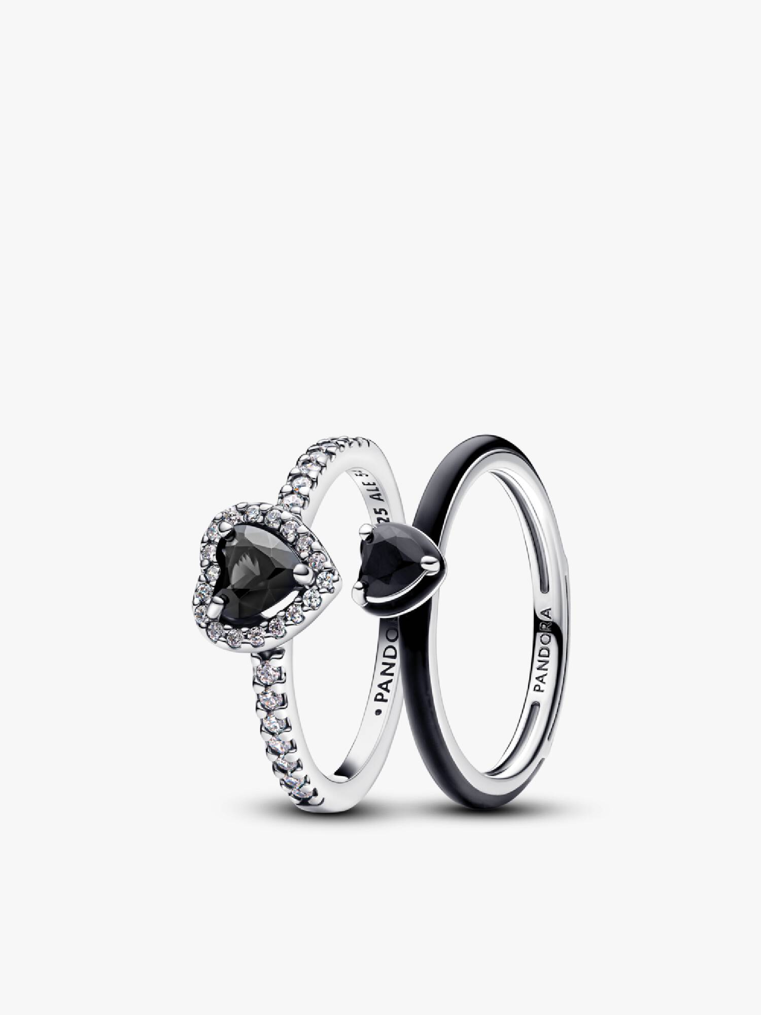 Schwarzes Herz Ringset