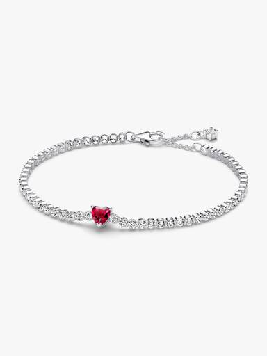 Rotes Funkelndes Herz Tennisarmband