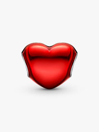 Rotes Metallic-Herz Charm