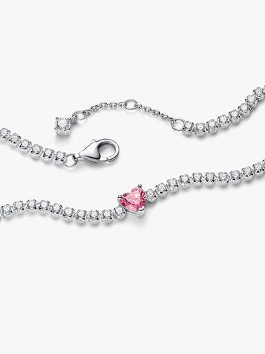Rosafarbenes Funkelndes Herz Tennisarmband