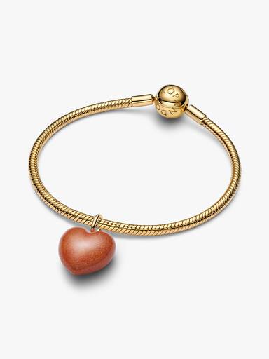 Orangefarbenes Rundliches Herz Charm-Anhänger