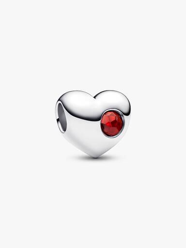 Gravierbares Roter Stein Herz-Charm