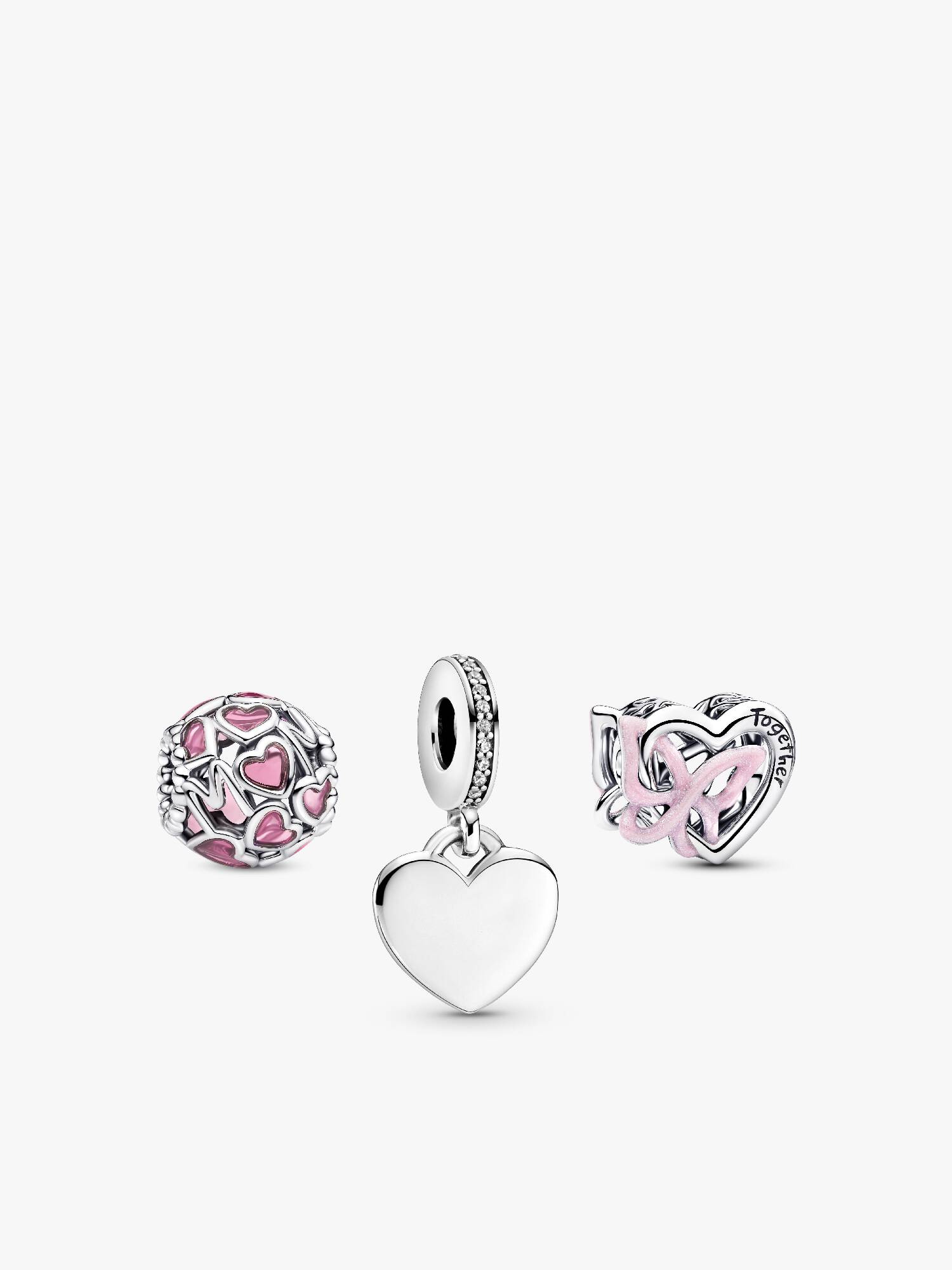 Silbernes Herz Charm Set 