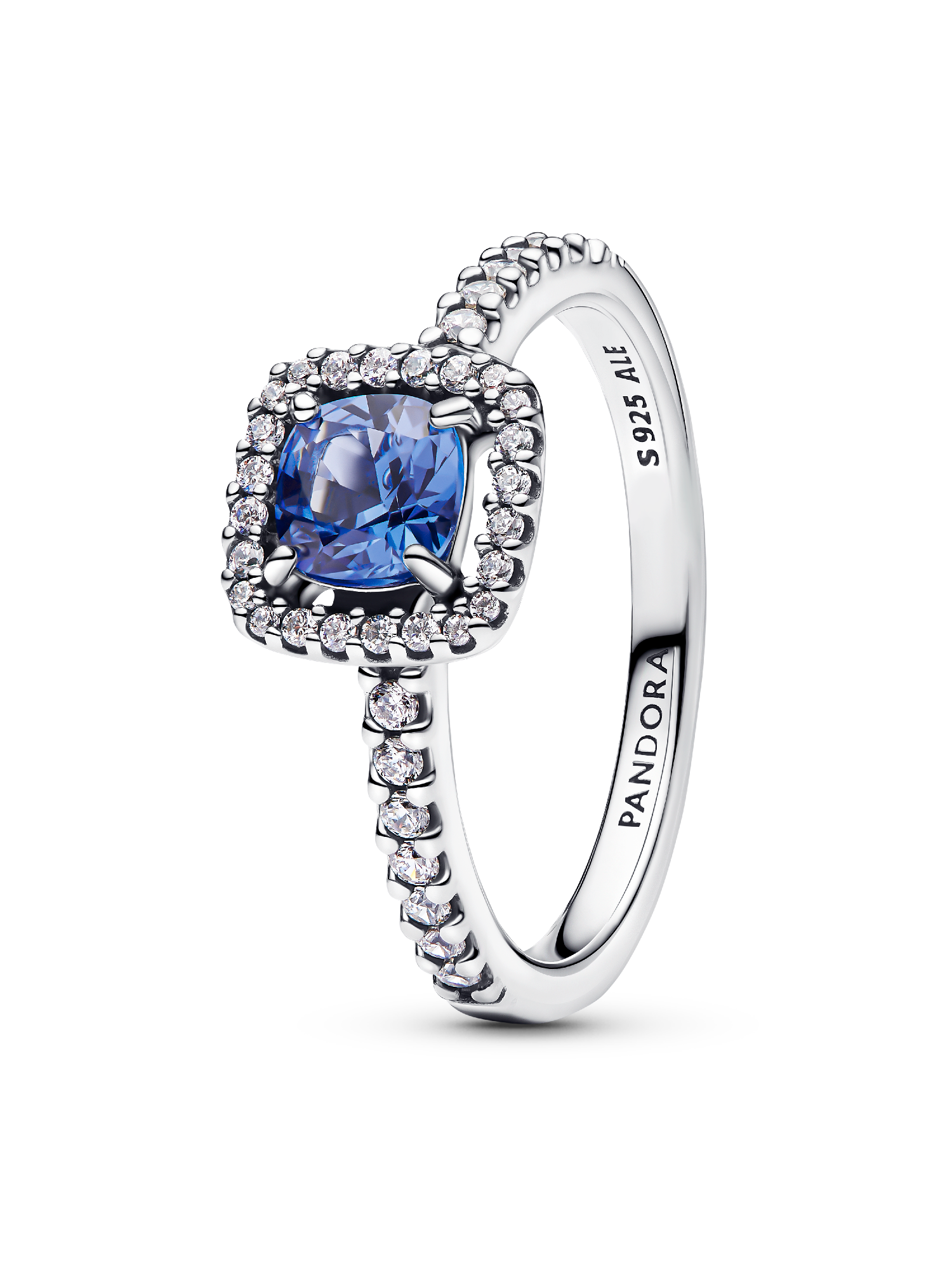Funkelnder Eckiger Blauer Strahlenkranz Ring