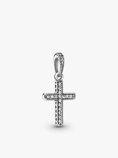 Rolokette mit funkelndem Kreuz Anhänger