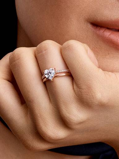 Doppelband Herz Ring