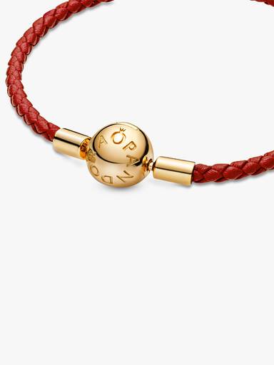 Pandora Moments rotes geflochtenes Lederarmband