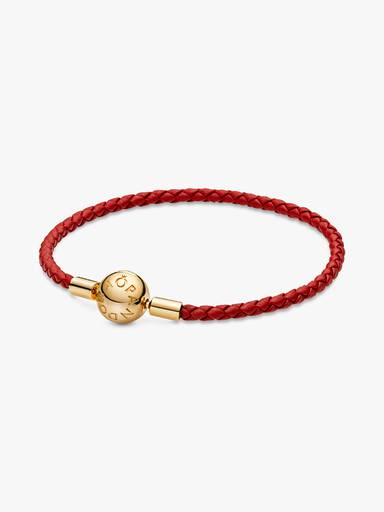 Pandora Moments rotes geflochtenes Lederarmband