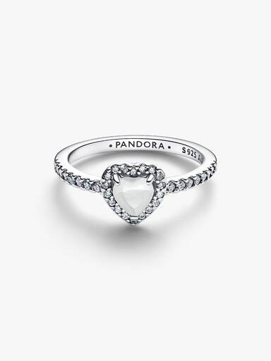 Erhabenes Weißes Herz Ring