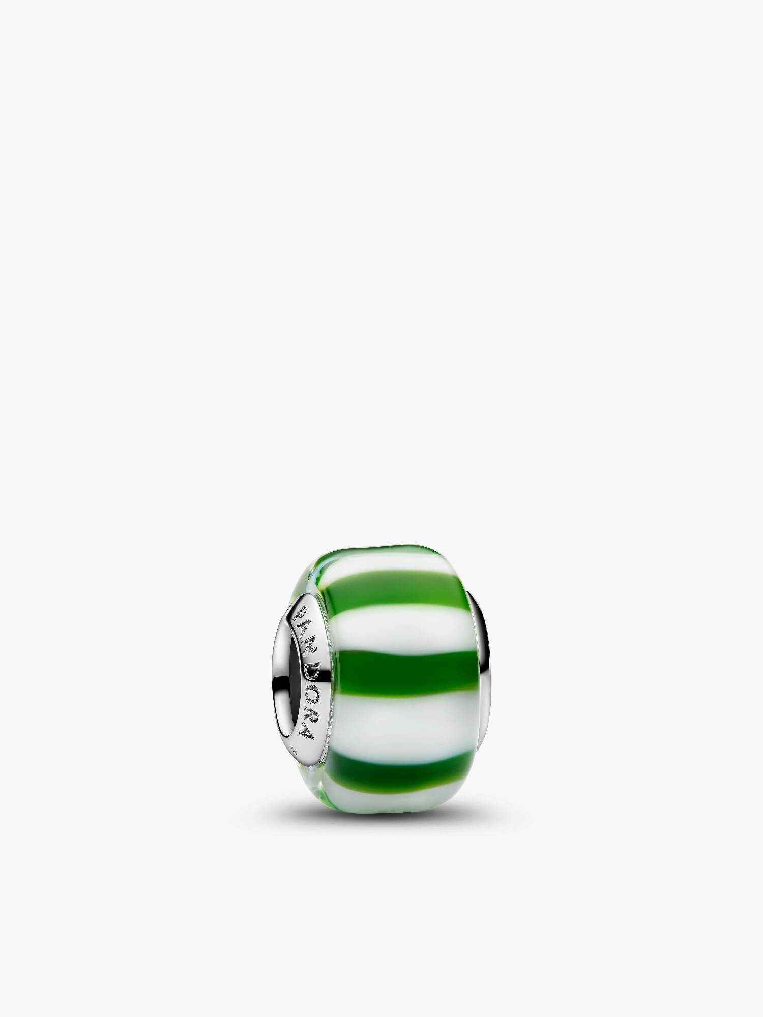 Grün-Weiß Gestreiftes Murano-Glas Charm 