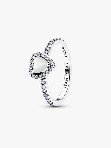 Erhabenes Weißes Herz Ring