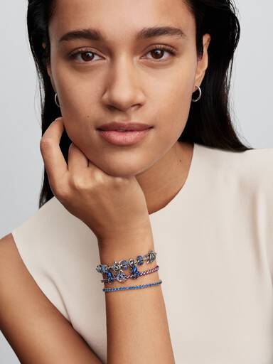 Lilafarbene Kordel Kastenkette Armband