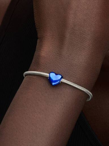 Blaues Metallic-Herz Charm