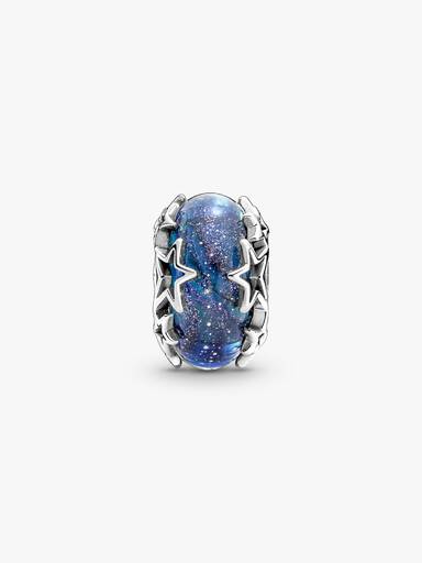 Galaxis Blau & Stern Murano-Glas Charm