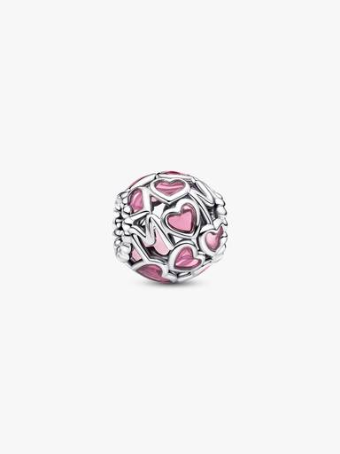 Rosa Offen gearbeitetes Herz Mom Charm