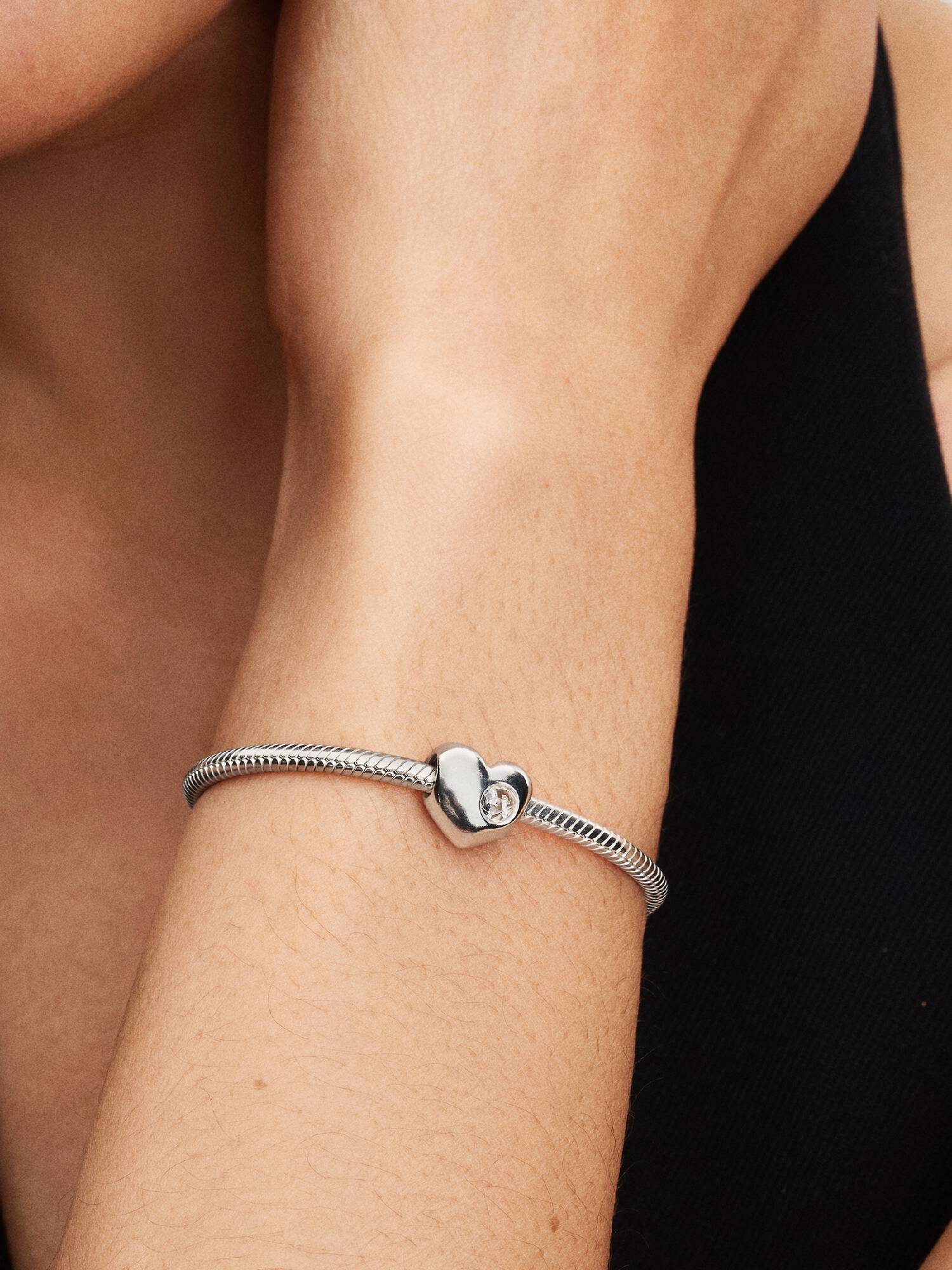 Gravierbares Herz Charm mit Klarem Stein