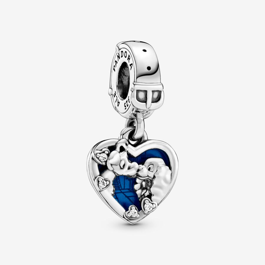Disney Lady and the Tramp sterling silver dangle with clear cubic zirconia and shimmering blue enamel image number 0