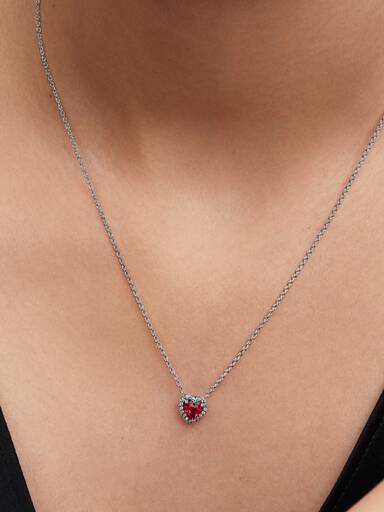 Erhabenes Rotes Herz Collier-Halskette